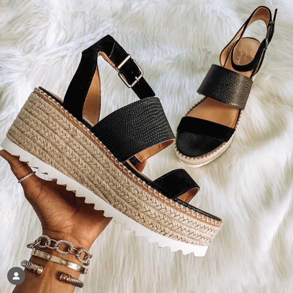 Black espadrille wedge
